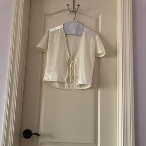 Satin tie front shirt